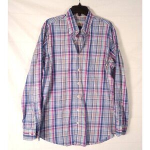 Peter Millar Gregory Performance Twill Purple Check Shirt Button Down Men L